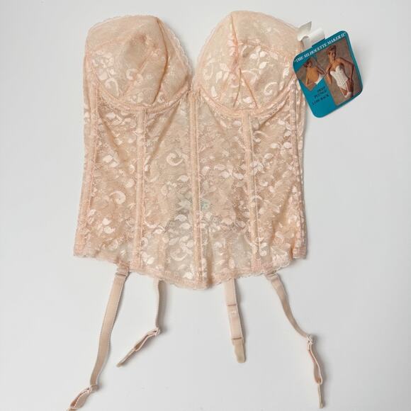 Carnival Vintage Deadstock Corset Peachy Nude Lace NWT 34D - Picture 1 of 9